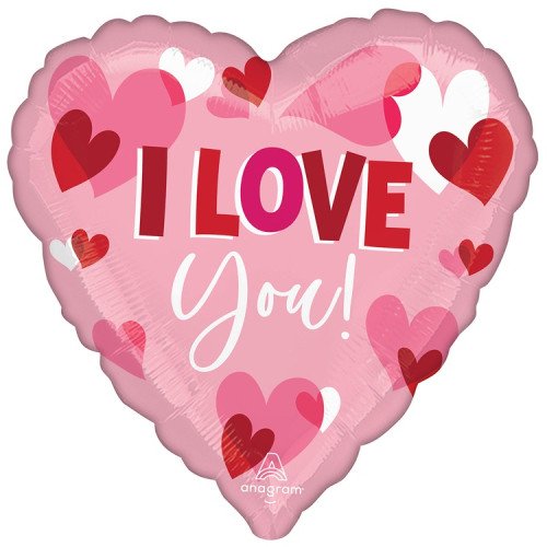 Шар Сердце Большое, Розовый, Парящие сердца (28''/71 см)
