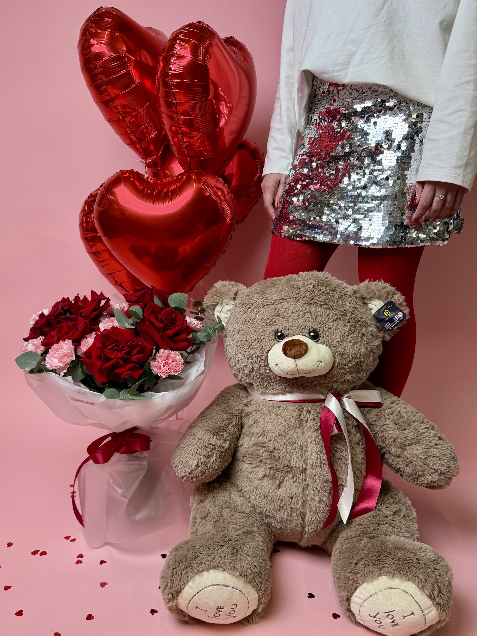 Сет LOVE №7 - Букет «To my love» + 5 Шар Сердце + Мишка Сэм